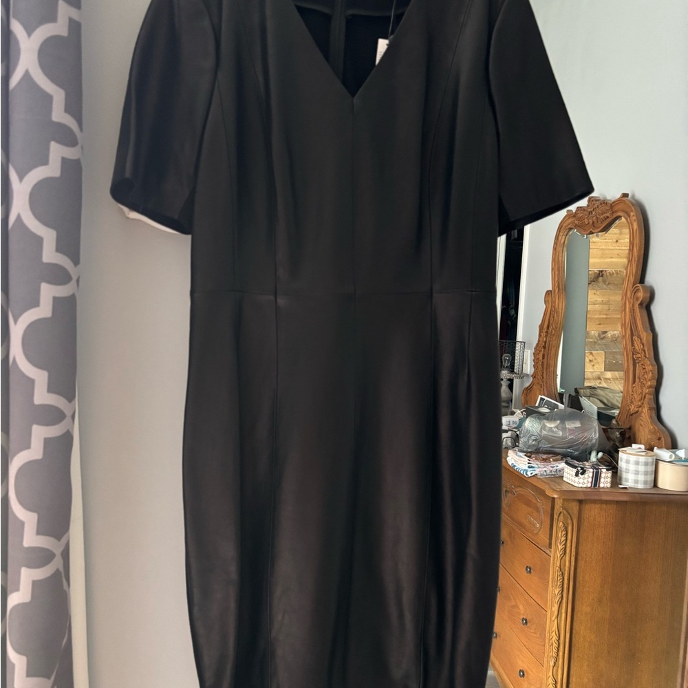 Antonio Melani Classic Black Leather Dress Size 14. NWT - Picture 6 of 7